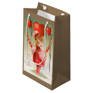 Bolsa De Regalo Pequeña Día de San Valentín Antiguo, Chica Victoriana con