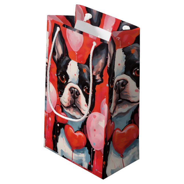 Bolsa De Regalo Pequeña Día de San Valentín de Boston Terrier (Angulo reverso)