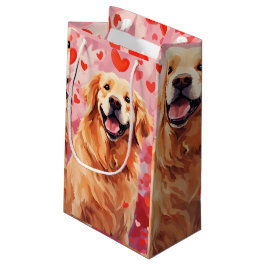 Bolsa De Regalo Pequeña Día de San Valentín de Golden Retriever