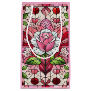 Bolsa De Regalo Pequeña Día de San Valentín floral de vidrio emplomado