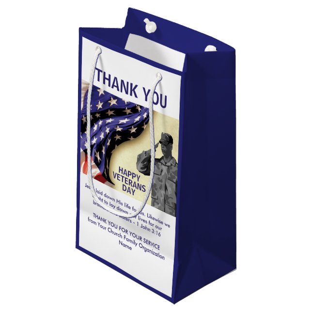 Bolsa De Regalo Pequeña DÍA Patriótico Gracias VETERANS (Angulo Anverso)