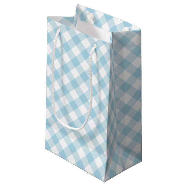 Bolsa De Regalo Pequeña Diagonal gris claro azul y blanco (Angulo Anverso)
