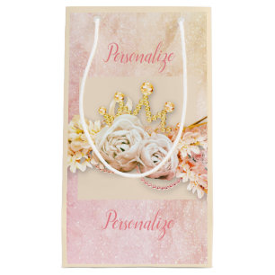 Bolsa De Regalo Pequeña Diamond tiara rosada giratoria