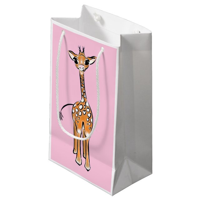 Bolsa De Regalo Pequeña Dibujo de una jirafa cutánea, animales de safari (Angulo Anverso)