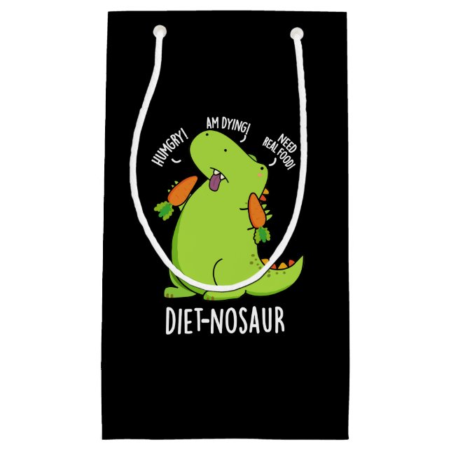 Bolsa De Regalo Pequeña Diet-nosaur Funny Dinosaur Puns Dark BG (Anverso)