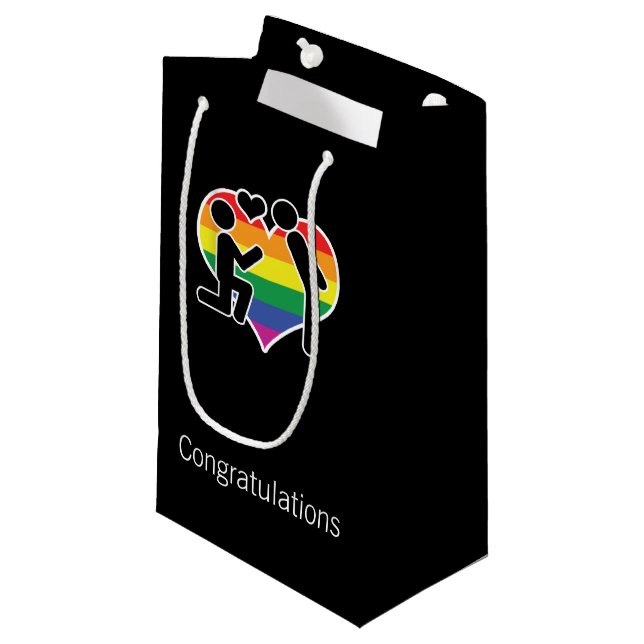 Bolsa De Regalo Pequeña Dijo Sí Felicitaciones Boda Gay (Angulo Anverso)