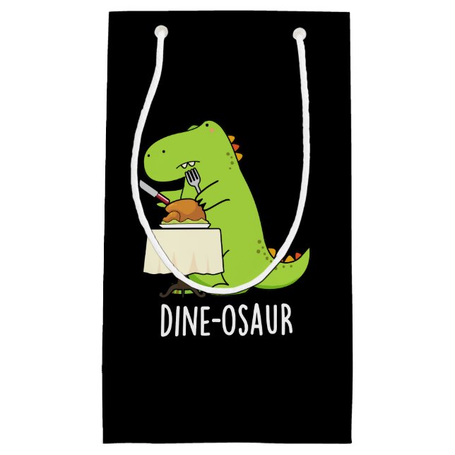 Bolsa De Regalo Pequeña Dine-osaur Funny Dinosaur Pun Dark BG (Anverso)