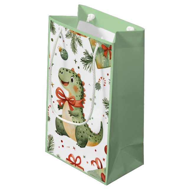 Bolsa De Regalo Pequeña Dinosaurio navidad (Angulo reverso)