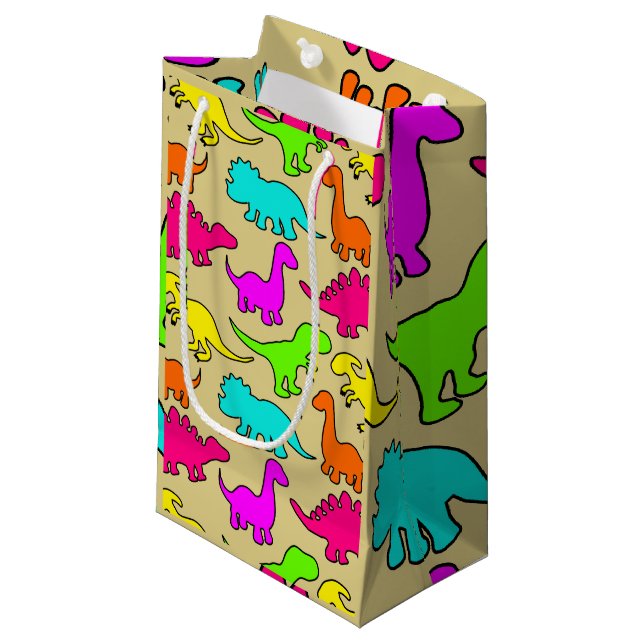 Bolsa De Regalo Pequeña Dinosaurios coloridos (Angulo Anverso)