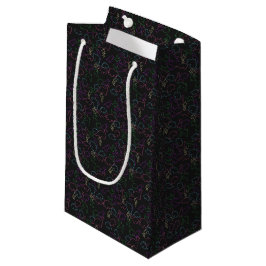 Bolsa De Regalo Pequeña Dinosaurios - Contorno de verano fondo negro