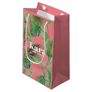 Bolsa De Regalo Pequeña Diseñador tropical moderno rosa