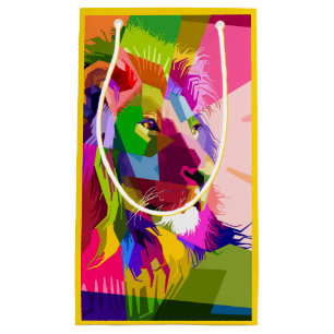 Bolsa De Regalo Pequeña Diseño de arte pop prismático colorido de león