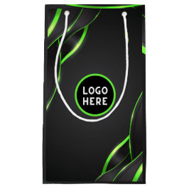 Bolsa De Regalo Pequeña Diseño de fluido abstracto negro y verde | Agregar