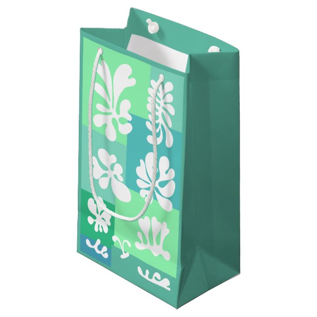 Bolsa De Regalo Pequeña Diseño de formas abstractas personalizadas en verd (Angulo Anverso)