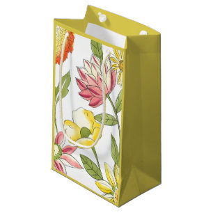 Bolsa De Regalo Pequeña Diseño de jardines florales con fondo blanco