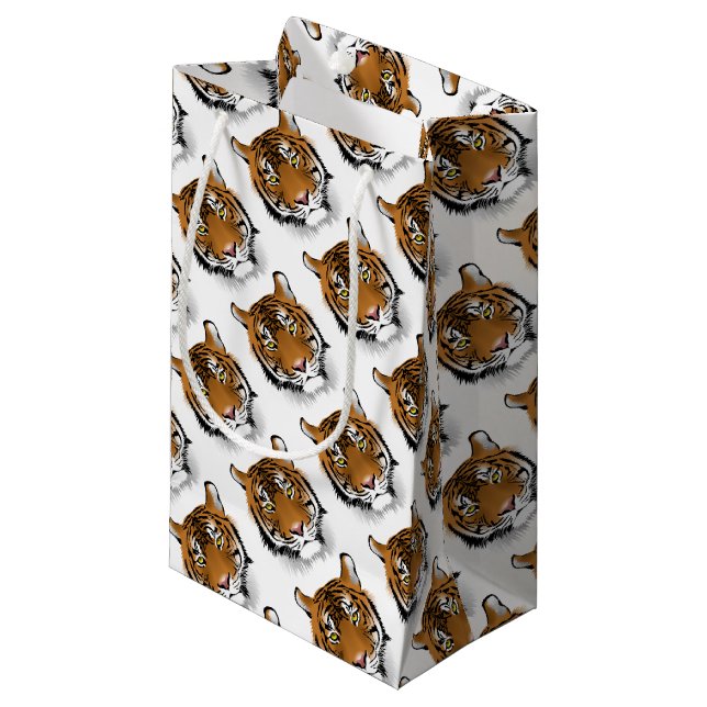 Bolsa De Regalo Pequeña Diseño de la impresión de la cabeza del tigre (Angulo Anverso)