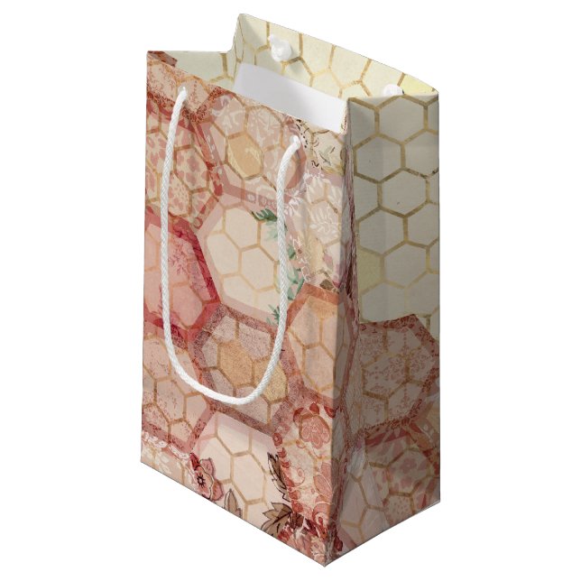 Bolsa De Regalo Pequeña Diseño de la serie Bee de Borgoña Siete (Angulo Anverso)