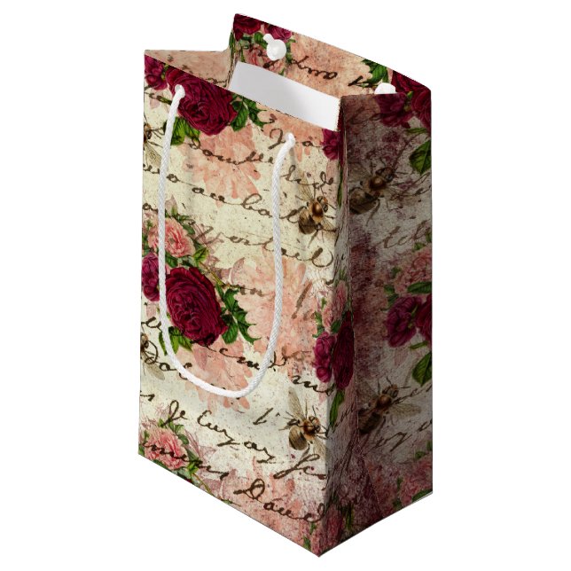 Bolsa De Regalo Pequeña Diseño de la serie Bee de Borgoña Tres (Angulo Anverso)