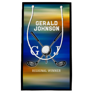 Bolsa De Regalo Pequeña Diseño de monograma de golf personalizado Sunset