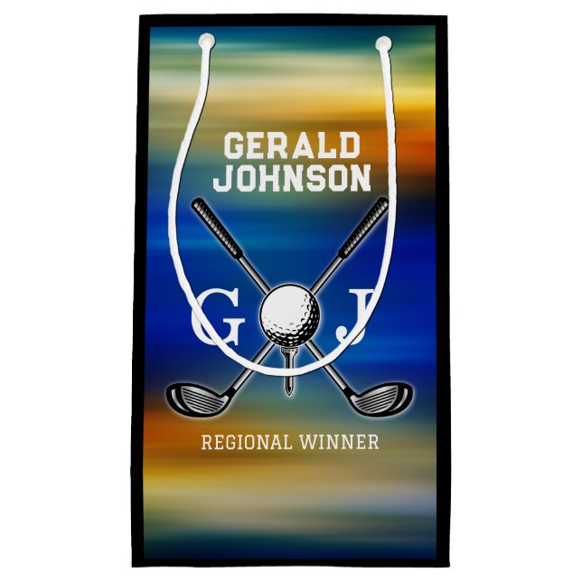 Bolsa De Regalo Pequeña Diseño de monograma de golf personalizado Sunset (Anverso)