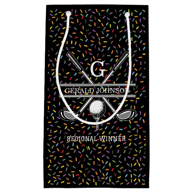 Bolsa De Regalo Pequeña Diseño de monograma personalizado de golf con conf (Anverso)