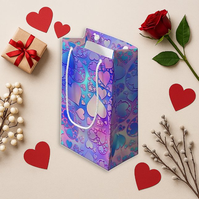 Bolsa De Regalo Pequeña Diseño de patrón de corazón Kawaii Pastel Irisado (Subido por el creador)