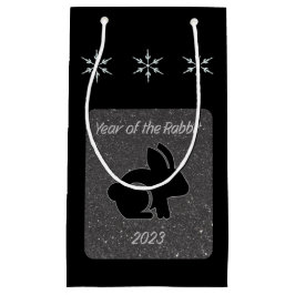 Bolsa De Regalo Pequeña Diseño de Purpurina negro en el año del conejo