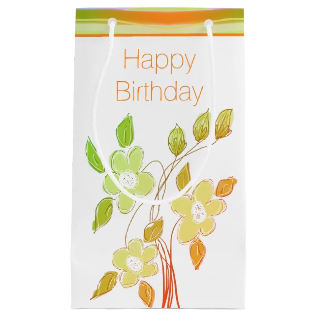 Bolsa De Regalo Pequeña Diseño floral en tonos terrestres (Anverso)