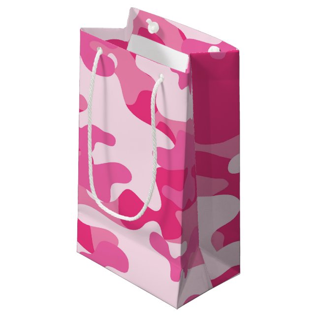 Bolsa De Regalo Pequeña Diseño rosado y blanco de Camo (Angulo Anverso)