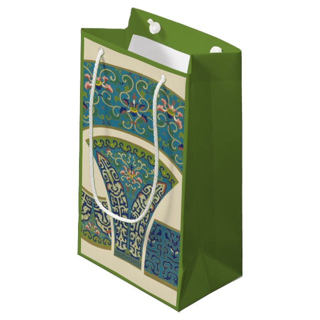 Bolsa De Regalo Pequeña Diseños orientales azules con caras sonrientes (Angulo Anverso)