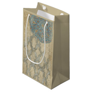 Bolsa De Regalo Pequeña Disposición floral de tapicería de plata decorativ