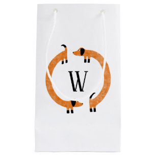 Bolsa De Regalo Pequeña Divertido Monograma de perros Dachshund Sausage
