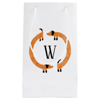 Bolsa De Regalo Pequeña Divertido Monograma de perros Dachshund Sausage