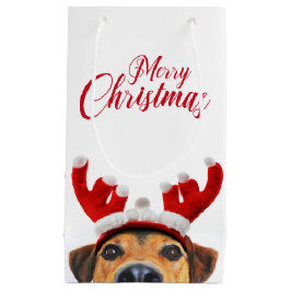 Bolsa De Regalo Pequeña Divertidos Navidades Perro reno Antler Cabeza