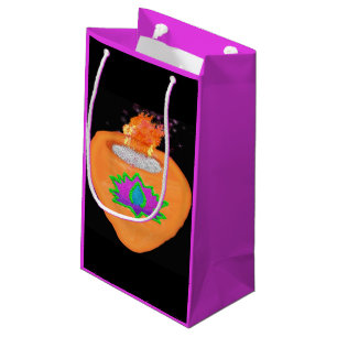 Bolsa De Regalo Pequeña Diwali purpurina Diya con loto