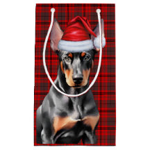 Doberman Pinscher Perro y Cuadro Escocés Rojo de N