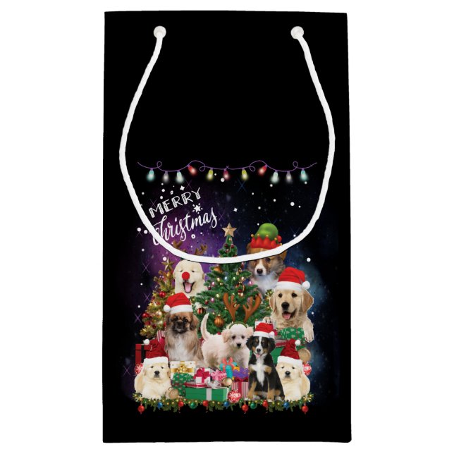 Bolsa De Regalo Pequeña Dogs Feliz Navidad (Reverso)