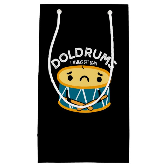 Bolsa De Regalo Pequeña Doldrums Funny Sad Drummer Pun Dark BG (Anverso)