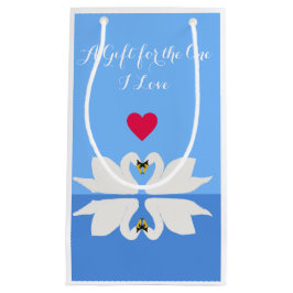 Bolsa De Regalo Pequeña Dos cisnes en el corazón clásico de San Valentín