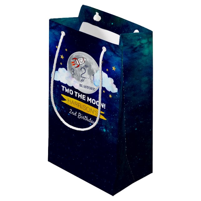 Bolsa De Regalo Pequeña Dos Fiestas del Segundo Cumpleaños de la Luna (Angulo Anverso)