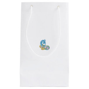 Bolsa De Regalo Pequeña Dot, Sherpa Blue, Golden Sand Design