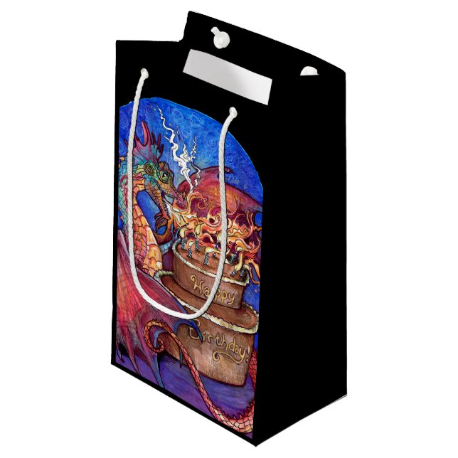 Bolsa De Regalo Pequeña Dragón de tarta de cumpleaños (Angulo Anverso)