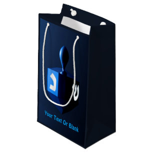 Bolsa De Regalo Pequeña Dreidel azul metálico