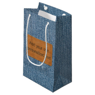 Bolsa De Regalo Pequeña Dril de algodón azul de Jean de la etiqueta de