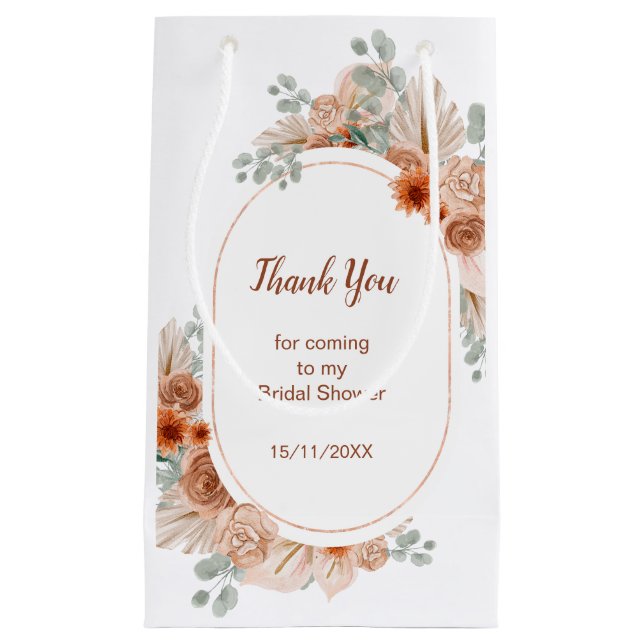 Bolsa De Regalo Pequeña Ducha nupcial de Boho Terracotta Pampas (Anverso)