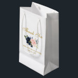 Bolsa De Regalo Pequeña Ducha nupcial del oro floral azul rosado de la<br><div class="desc">La ducha nupcial del oro floral azul de Rubor del rosa de la acuarela le agradece bolso del regalo</div>