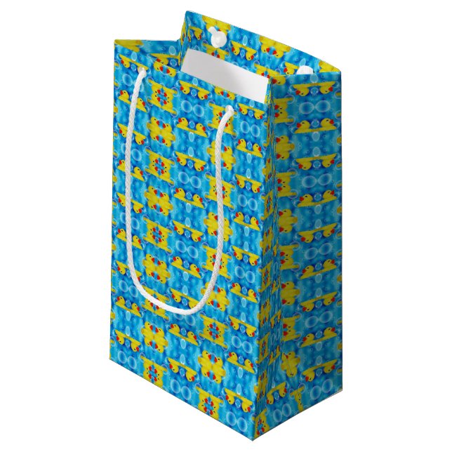 Bolsa De Regalo Pequeña Ducky de goma amarillo en burbujas (Angulo Anverso)
