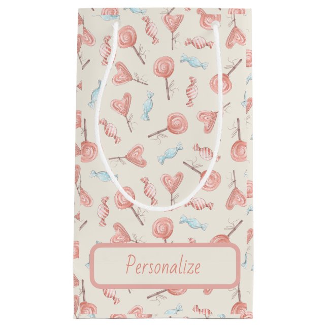 Bolsa De Regalo Pequeña Dulce Bonito Candy Rosa Lollipops Cute (Anverso)