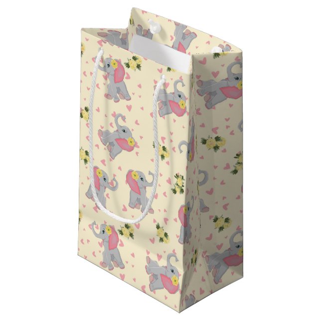 Bolsa De Regalo Pequeña Dulce Elefante de cacahuete Floral acuática (Angulo Anverso)