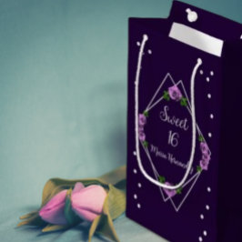 Bolsa De Regalo Pequeña Dulce geométrico morado Rosa plateado 16